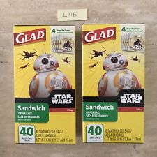Star Wars Glad Sandwich Zipper Bags 2 (40 Count) Boxes RARE New picture