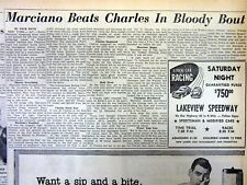 3 1954 newspapers ROCKY MARCIANO defeates EZZARD CHARLES in Boxing championship  picture
