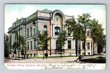 Syracuse NY-New York, Carnegie Library Vintage Souvenir Postcard picture