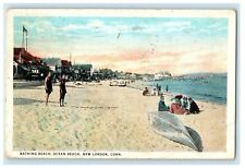1924 Bathing Beach Ocean Beach At New London Connecticut CT Vintage Postcard picture