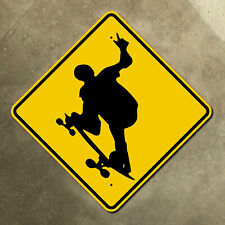 Skateboarder skate park warning marker road sign Wheeling West Virginia 18x18 picture
