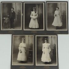 Five (5) Antique Early 1900s Portrait Cabinet Photographs Sunderland Hartford WI picture