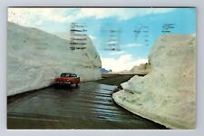 Beartooth MT-Montana, Huge Snow Banks, Antique, Vintage c1965 Souvenir Postcard picture