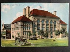 Postcard York PA - c1910s High School Building with Cannon picture