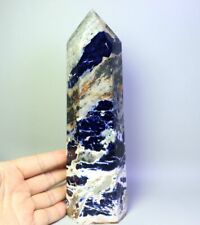 2.66lb Natural Blue Sodalite Quartz Crystal Obelisk Wand Point Mineral Healing picture