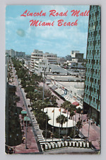 Postcard 1969 FL Lincoln Road Mall Scenic Aerial Street View Miami Beach Florida picture