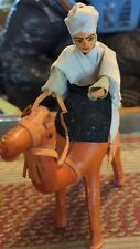 Leather Bound Wrapped Camel Figurine with Rider Very Good Condition   picture