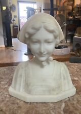 Antique 19 Century Alabastor Bust Sculpture of Pretty Farm Girl picture