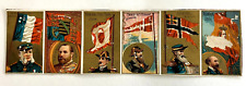 Lot Of 6 Allen & Ginter Naval Flags Admiral Tobacco Cards c: 1886 Uncut Strip picture
