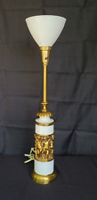 Vintage Mid Century Modern Stiffel Cherub Putti Gold White Torchiere Lamp Light picture