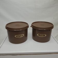 Vintage Tupperware Coffee And Tea Canisters Brown With Lids #263 & #238 picture
