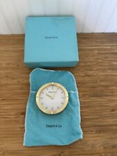 TIFFANY & CO. SWISS MADE ROUND BRASS DESK CLOCK picture