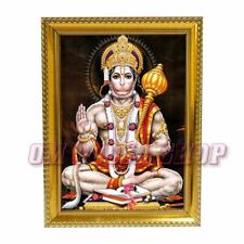 Hanuman in Sitting Pose in Photo Frame bajrangbali, Maruti photo OmPoojaShop picture