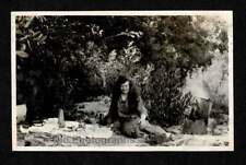 1920s WOODS CAMPING/PICNIC WOMAN WILD LONG HAIR OLD/VINTAGE SNAPSHOT- I691 picture