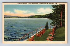 Lake Bomoseen VT-Vermont, Lakeside Terrace, Cedar Grove Hotel, Vintage Postcard picture
