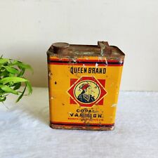 1950s Vintage Nagrath Paints Queen Brand Copal Varnish Advertising Tin Box TB128 picture