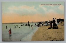 Bathers Silver Beach St. Joseph MI Antique Sexichrome Postcard Divided Back picture