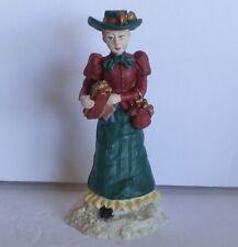 Mervyns Village Square Christmas Resin Figurine Woman with Presents Gifts 1997 picture