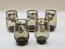 (5)BOHEMIAN SHOT GLASSES-Clear with Gold Accents-Czechoslavakia-NEW picture