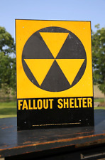 VTG 1950s Civil Defense Fallout Shelter Steel Sign Cold War Atomic Bomb Military picture