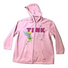 Disney Tink Tinkerbell Women's Fleece Full Zip Hoodie Embroidered Pink Size 1X picture