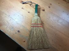 SLIGHTLY USED LARGE OLD VTG WOOD HANDLE WIRE WRAP WHISK BROOM CORN LEATHER BAIL picture