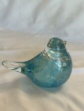 Turquoise Spotted Glass Bird Paperweight With Internal White And Crack  picture