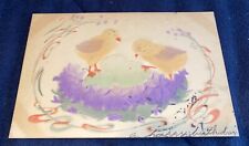 Easter Greetings VTG Postcard Forget Me Nots Nest Eggs  Chicks Embossed 1908 picture