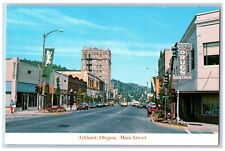 Ashland Oregon OR Postcard View Of Main Street Drugs Store Jewelry Cars c1950's picture