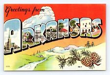 Old Postcard Large Letter Greetings from Arkansas c1940-1950's #3 picture