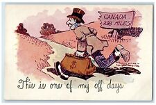c1905 Man Escaping To Canada This Is One Of My Off Days Antique Postcard picture