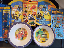 Vintage BOB THE BUILDER Dinner PLATES Bowls PENCILS Stickers NEW 2000's LOT picture