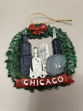 Chicago Christmas Ornament Wreath with Sears Tower, John Hancock Building picture