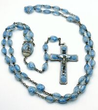 Vintage Lourdes Rosary Lucite Blue Bubble Beads, Legatura Alpacca, Italy, c.1958 picture