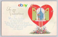 Vintage “To My Valentine” Poem Ladder Window Heart No People picture