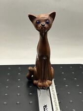Vintage MCM Tall Kitty Cat Figurine Rhinestone Eyes Retro Mid Century picture