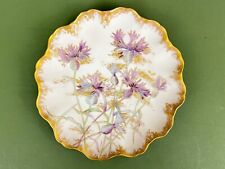 ATQ LP Limoges Spanish Ware Thistle Floral Cabin Plate Ruffle Edge Gold Trim picture