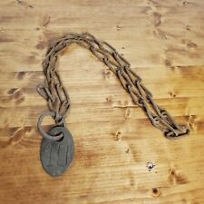 ANTIQUE VINTAGE BRASS NUMBER #10 COW CATTLE TAG & ORIGINAL CHAIN picture