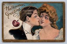 J99/ Halloween Postcard Holiday Greetings c1910 TR Company Kiss Apple 481 picture