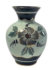 Japanese Gilded Vase Hand painted Ceramic Floral  #136 Signed Joyce Holland vtg picture
