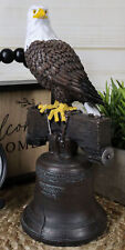 Independence Day American Patriotic Bald Eagle Perching On Liberty Bell Figurine picture