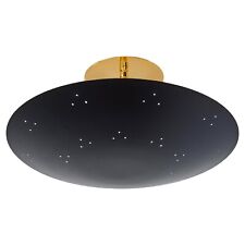 Two Enlighten 'Rey' Perforated Dome Ceiling Lamp in Black picture