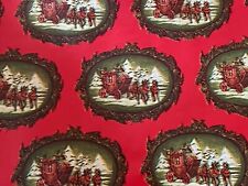 VTG CHRISTMAS WRAPPING PAPER GIFT WRAP GORGEOUS STAGECOACH ON RED NOS 20