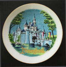 Vintage Disneyland Souvenir Porcelain Miniature Plate Castle Gold Trim c 1967 picture