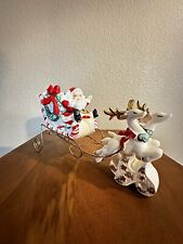 Vintage UCAGCO Christmas Santa Sleigh with Metal Wire Base & Reindeer picture