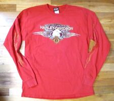 Vintage Harley Davidson Firefighter Shirt Long Sleeved Red Large 2002 picture