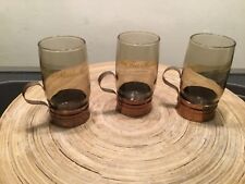 Set of 3 Folgers Tia Maria Copper/Glass Promo Liqueur Espresso Coffee Cups picture
