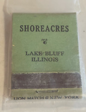 Vintage Matchbook SHOREACRES - LAKE BLUFF, IILLINOIS -FULL Book of 20, Unused picture
