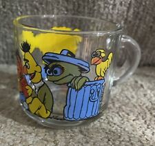 Vintage 1980s Sesame Street Glass Mug Anchor Hocking Big Bird Oscar Burt Ernie picture