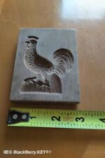 ANTIQUE WOOD CARVED COOKIE MOLD SPRINGERLE SPECULAAS BOARD ROOSTER GINGERBREAD picture